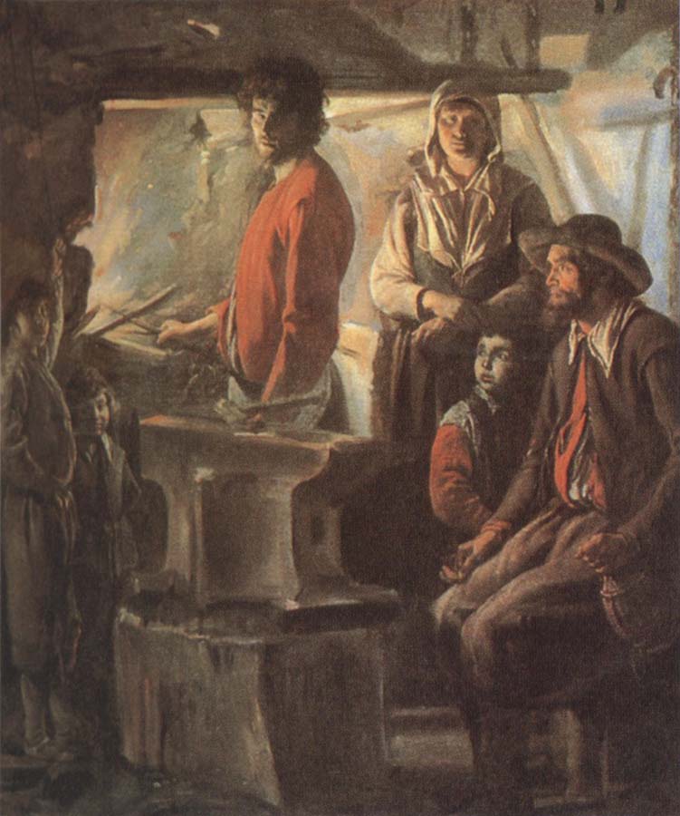 Blacksmith at his forge